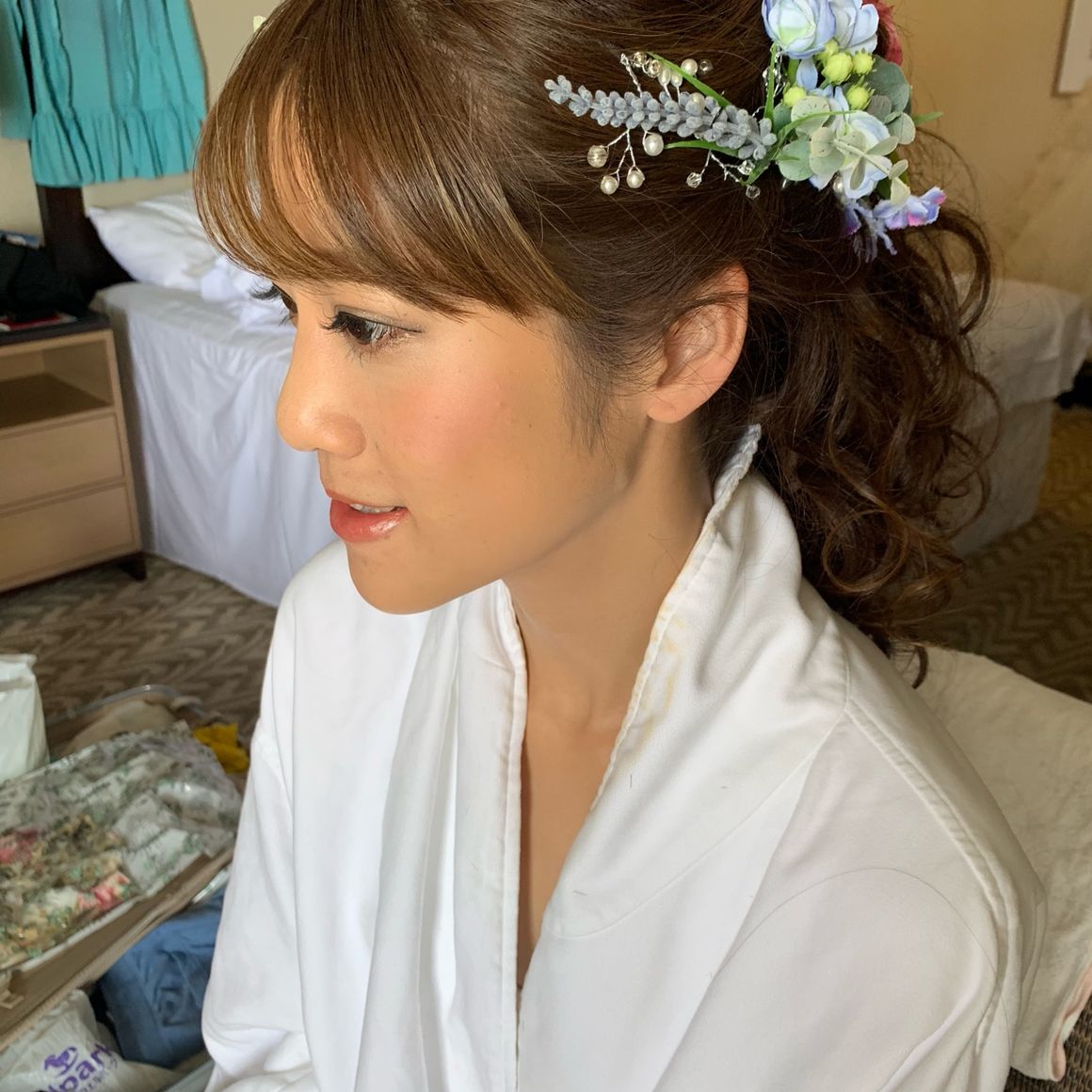 挙式メイクよりは濃い目に。写真映えするようにしてくださいました☺️