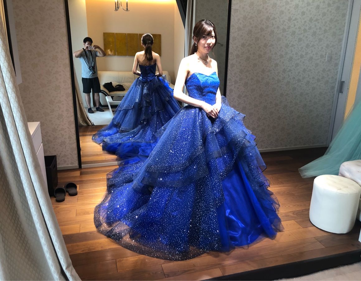#ブルードレス #宇宙ドレス #キラキラドレス #神戸花嫁 #ノートルダム神戸 #神戸プレ花嫁