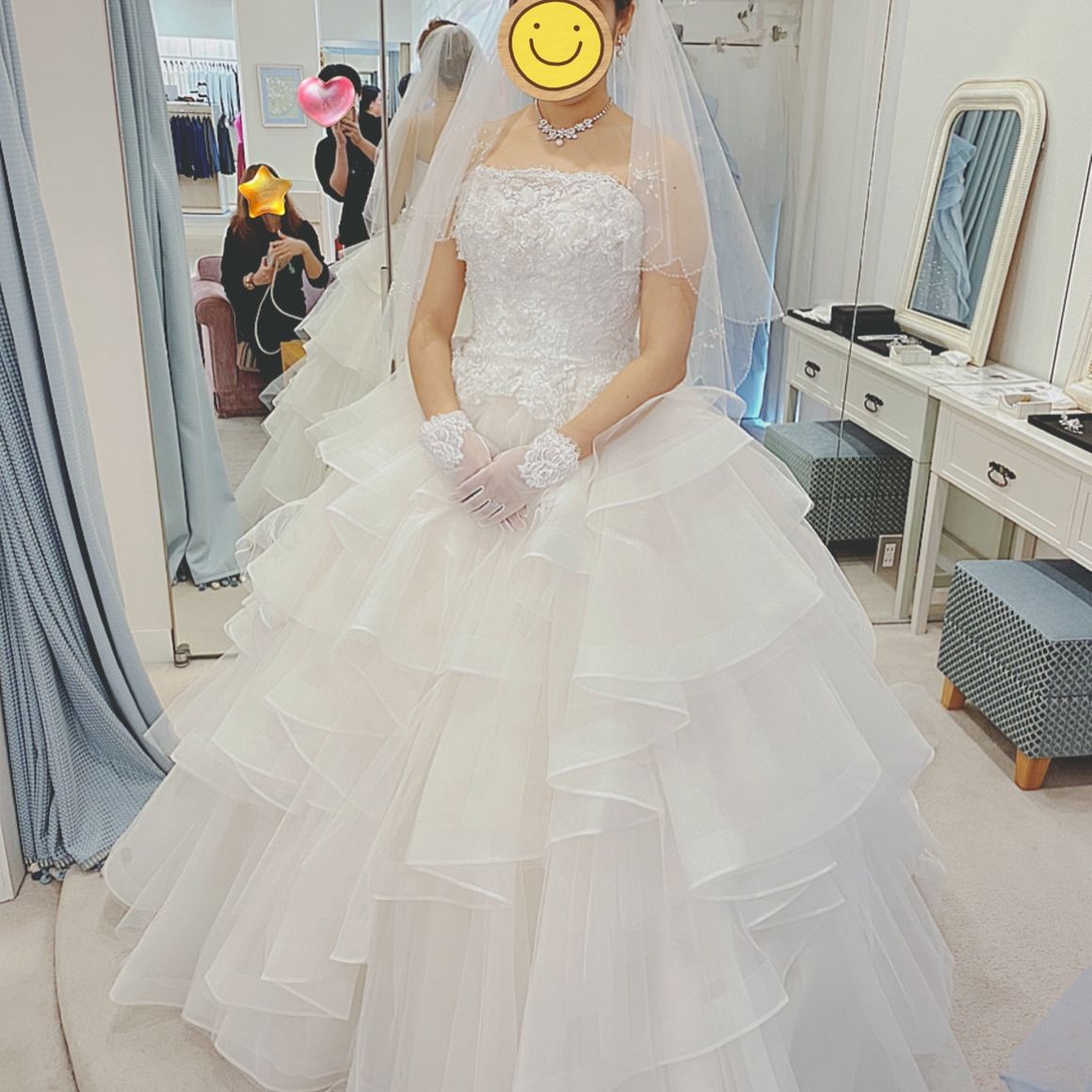 キヨコハタ ウェディングドレス 小物合わせ終了
ボリュームも程よい感じでした。