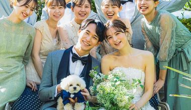 【大切な愛犬も一緒に♪ペット婚】リングドッグやワンちゃんと一緒に記念撮影が叶う！《60名243万円》