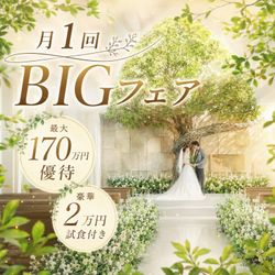 残席2枠*月1限定！当館満足度No1【最大180万優待】オリーブの木の下で誓う挙式*溢れる緑＆花嫁フル体験フェア！  和牛フォアグラの豪華試食など詳細チェック*贅沢プランでコスパ◎