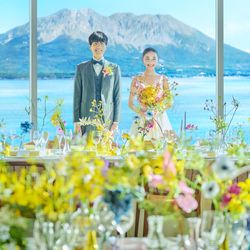 《桜島と海を満喫!鹿児島県1位受賞》大聖堂×10種のアントレ&黒毛和牛コース試食