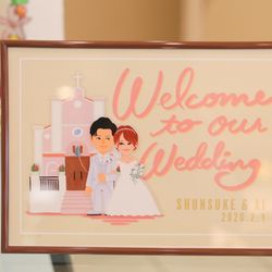 友人の旦那様が描いてくれました✌️✨
ウェルカムボードに🥰
