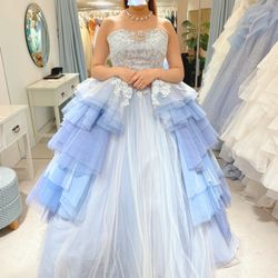 シンデレラのドレス。
前着たのよりたぶん後に出たやつ?です。
横に重ねてあるチュールフリルが可愛いんだけどちょっと違和感…
細かいラメがキラキラとしてました。