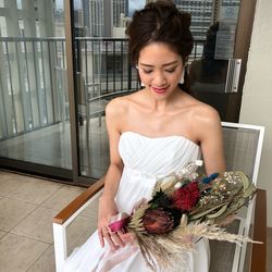 ダウンタウンフォトツアー用、カピオラニ公園用のドライフラワーブーケ✨ パンパスグラスがお気に入り!