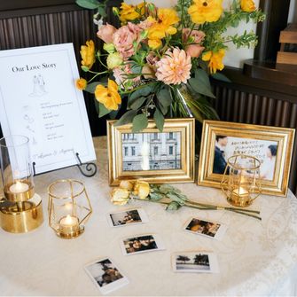 ストーリーボードはフリー素材で作成。グランブルーさんのウェルカムフラワーは大のお気に入りで、今でもドライフラワーにして飾っています。