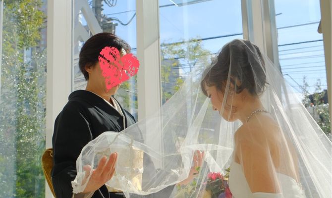 母によるベールダウン👰💓✨
大切な友人のベールをお借りしました☺️✨