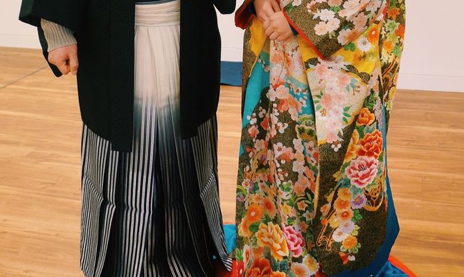 テーマカラーの入った、素敵な色打掛。お色直しに、着ます。