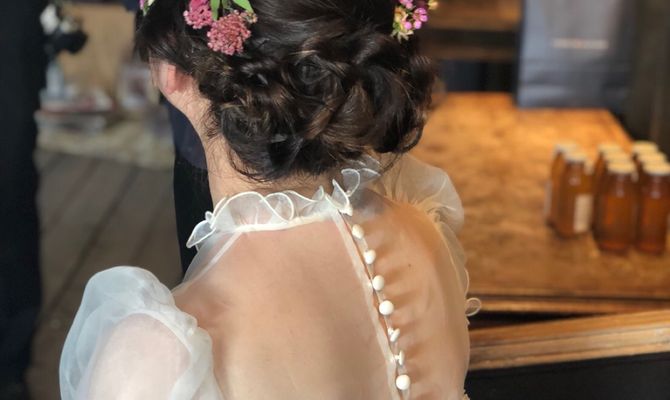 後ろにはくるみボタン