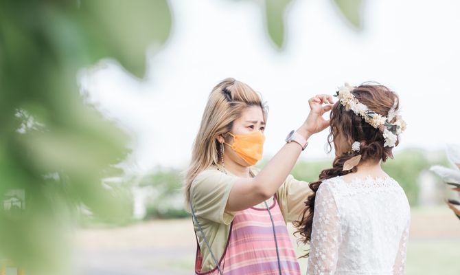 友達のもえが前撮りのヘアメイクを
してくれました♡