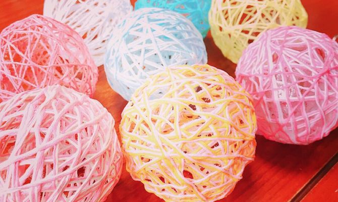 水風船を使ってコットンボール♡