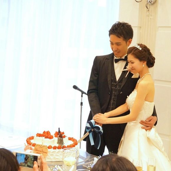 ナイフリボンもテーマカラーで揃えました！