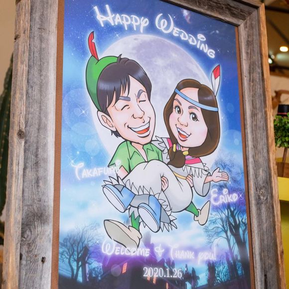 似顔絵ものはすべて似顔絵師である新郎さまが担当してくれました👨🏻‍🎨