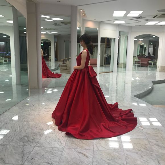 leaf for brides  サテン 赤