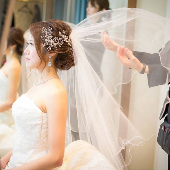 小枝のヘッドドレスをサイドに♪