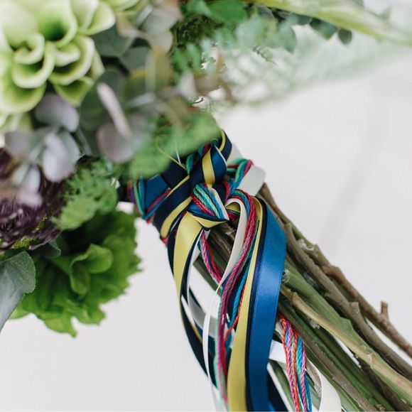 ドレスと同じリボンと刺繍糸を使用