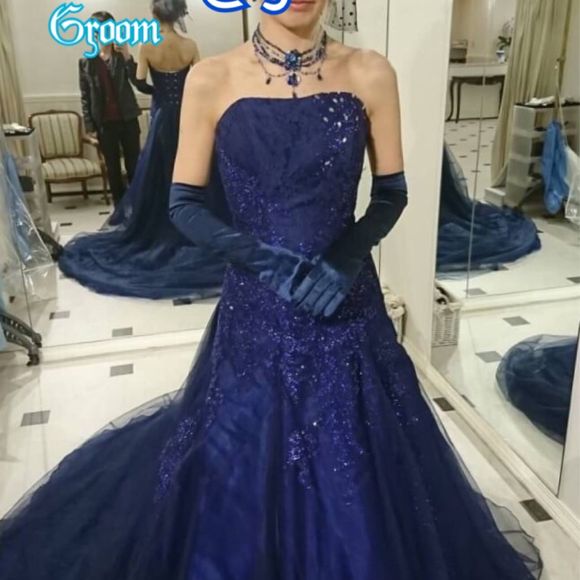 ブルーのマーメイドドレス