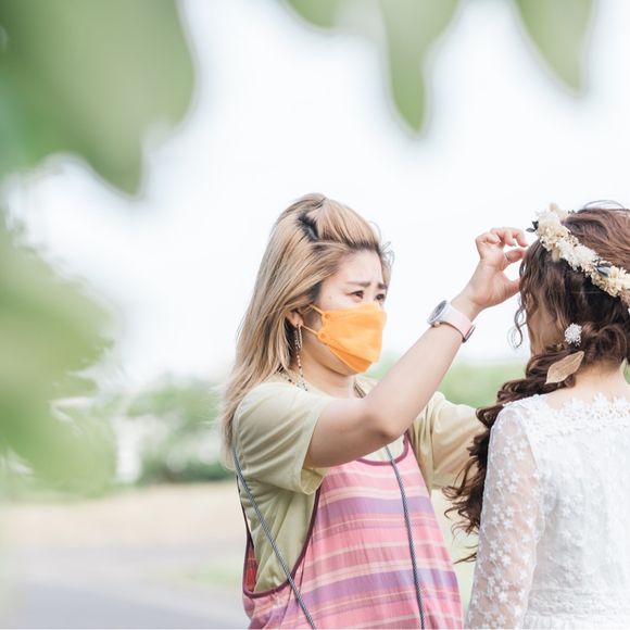 友達のもえが前撮りのヘアメイクを
してくれました♡