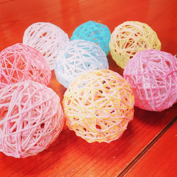 水風船を使ってコットンボール♡