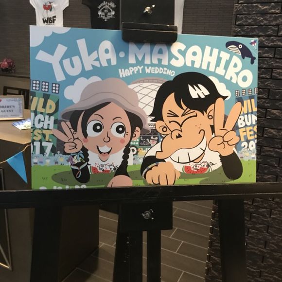 旦那さんの親友が描いてくれたウエルカムボード
お気に入りです