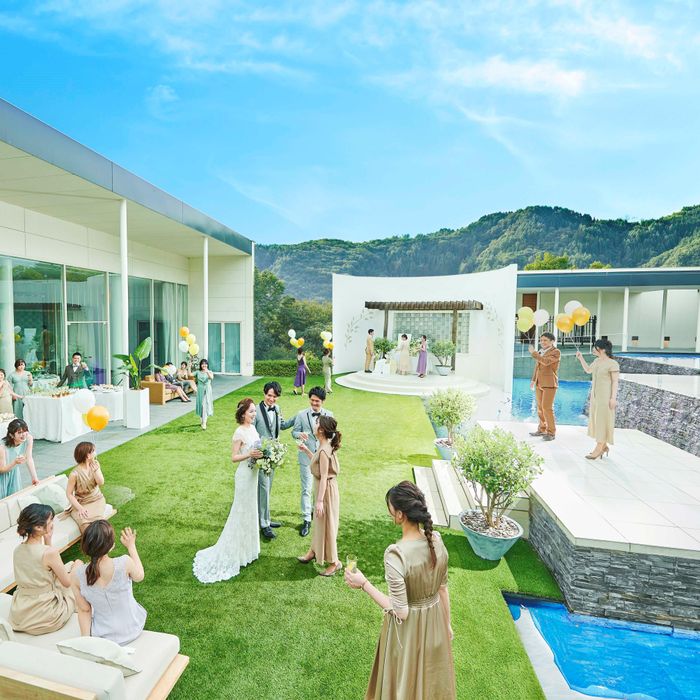 \花嫁応援*お手出し0叶う/緑×空×水の貸切邸宅×絶品試食