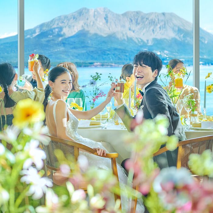 ＼限定★料理1グレードUP特典付き／桜島と海一望！海辺の大聖堂見学×黒毛牛コース試食fair