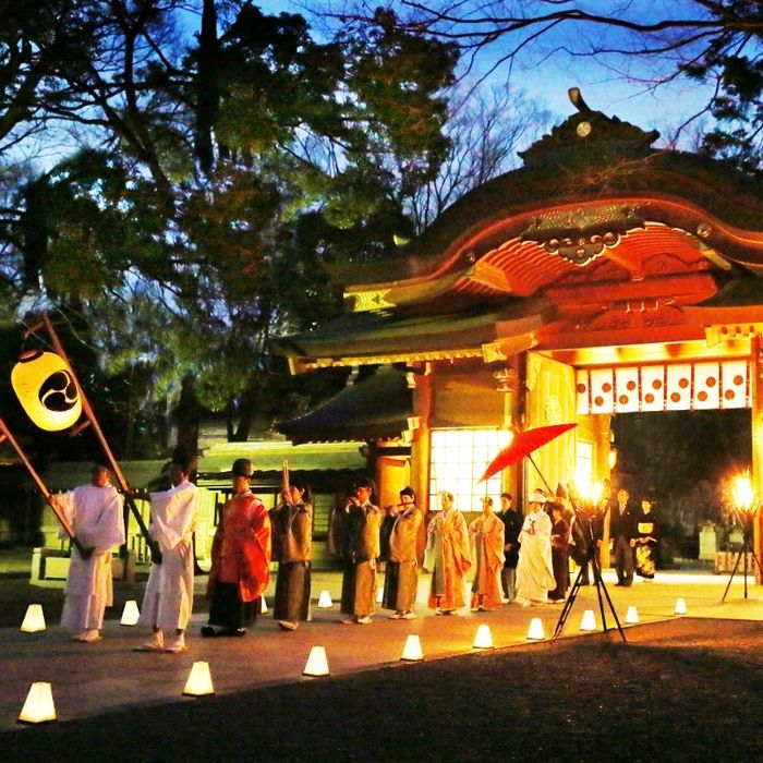 幻想的な「かがり火挙式」+夜の庭園付会場◆4万円分料理試食付