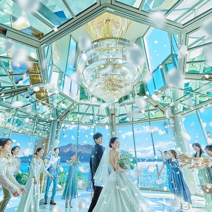 【1軒目×午前フェア5万ギフト贈呈】絶景オーシャンビュー×大聖堂で感動挙式体験×ドレス試着*豪華3万コース試食も♪