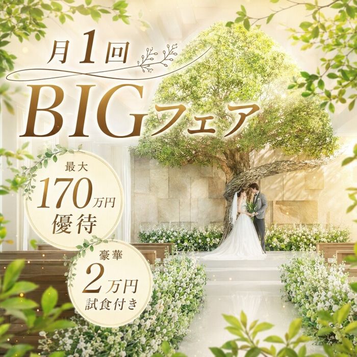 残席2枠*月1限定!当館満足度No1【最大180万優待】オリーブの木の下で誓う挙式*溢れる緑&花嫁フル体験フェア! 和牛フォアグラの豪華試食など詳細チェック*贅沢プランでコスパ◎