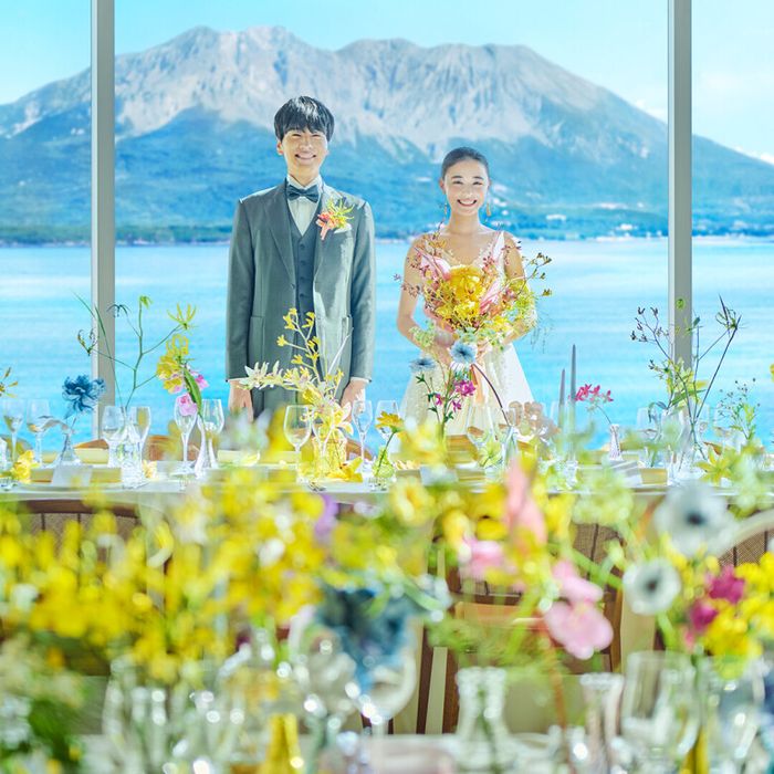 《桜島と海を満喫!鹿児島県1位受賞》大聖堂×豪華3万相当の黒毛和牛コース試食