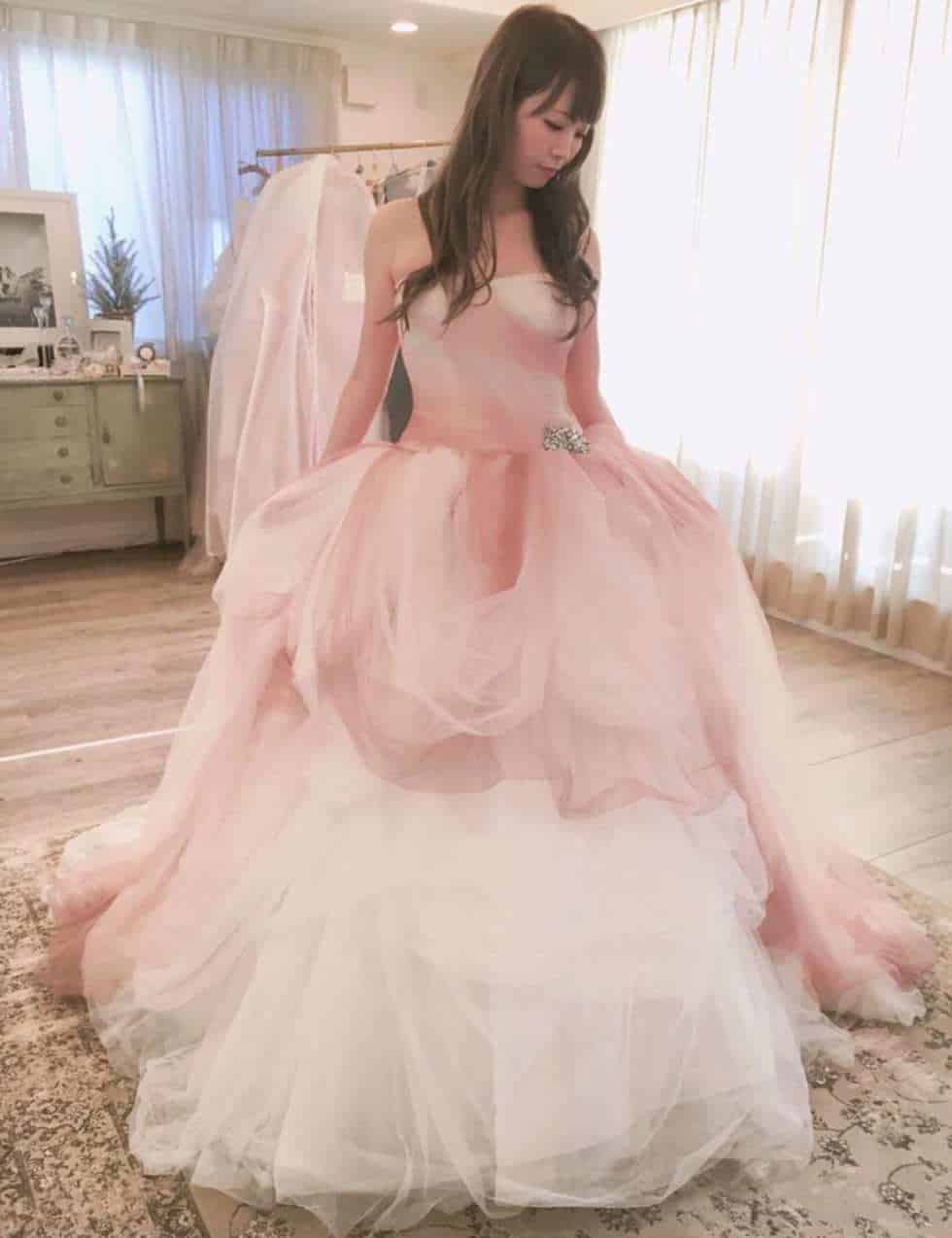 カラードレスwhite by vera wang ピンクグラデーションドレス
