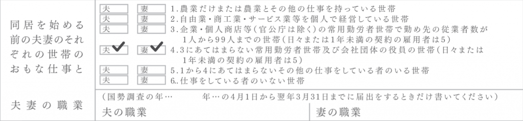 婚姻届の職業欄