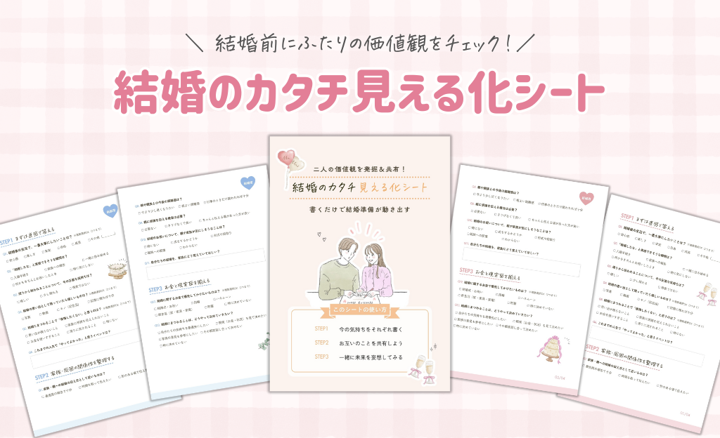 結婚式どうする？の前に。 ふたりの気持ちが整理できる『結婚のカタチ見える化シート』が登場！のカバー写真 0.609375